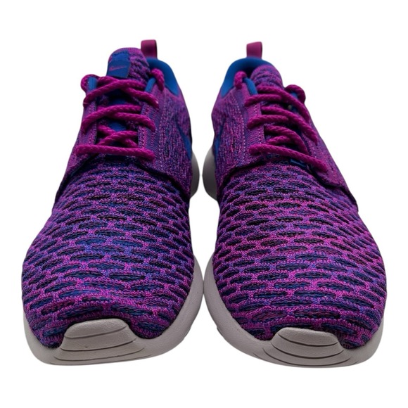 Nike Roshe One Flyknit Shoes Womens 9 Fuchsia Royal Blue Sneakers 704927-501 - Picture 4 of 10